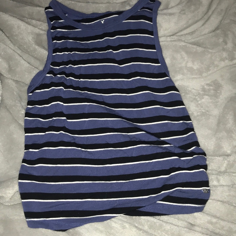 american eagles blue white and black striped tank